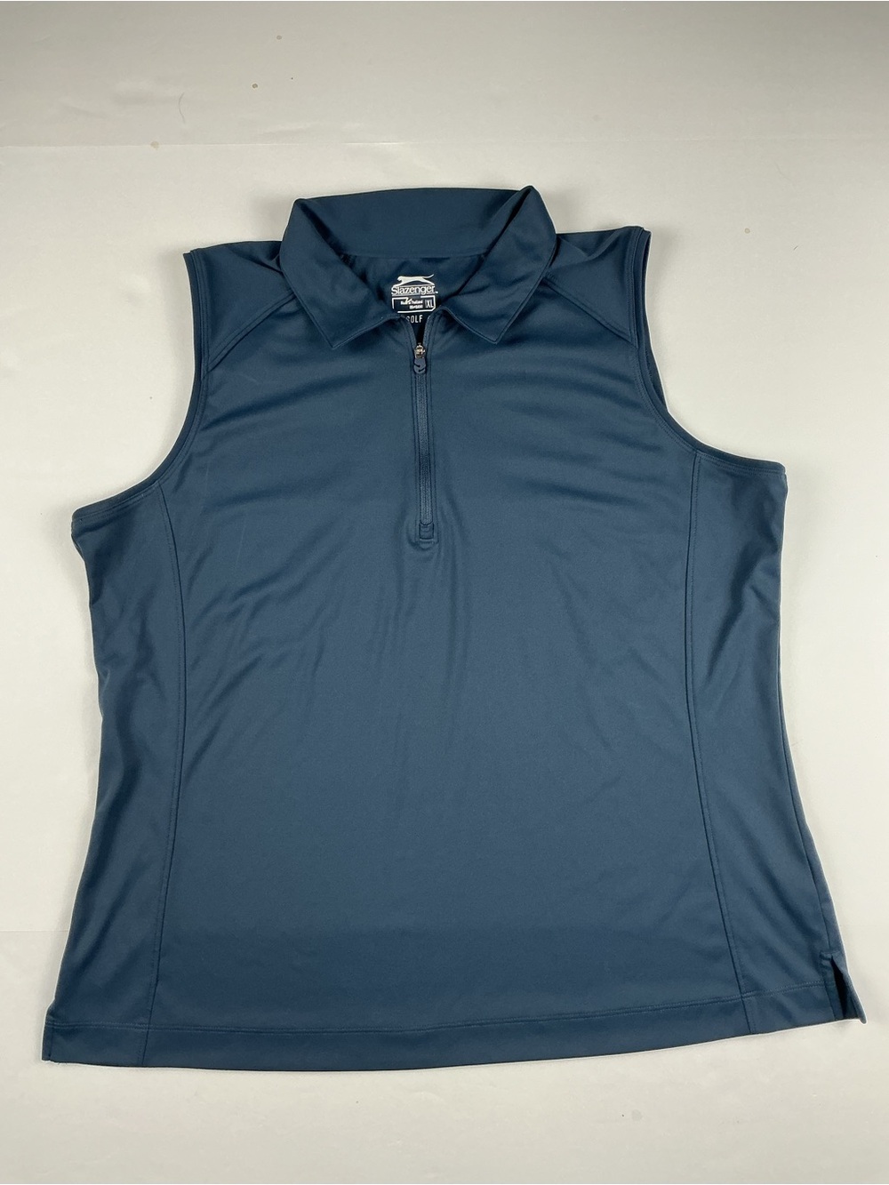 Slazenger Women's Navy Blue Sleeveless Polo Zip Tank
